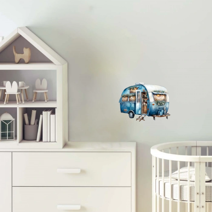 Mavi Karavan Duvar Stickerı