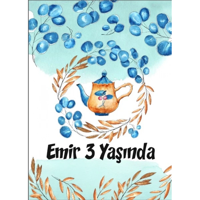 Mavi Pasta Temalı Doğum Günü Afişi 70X100 cm