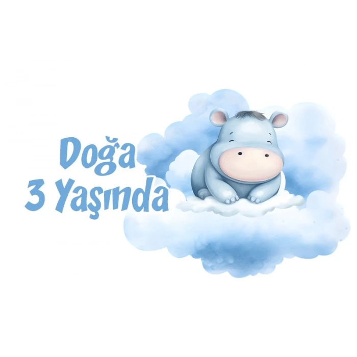 Mavi Sevimli İnek Temalı Doğum Günü Afişi 70X100 cm