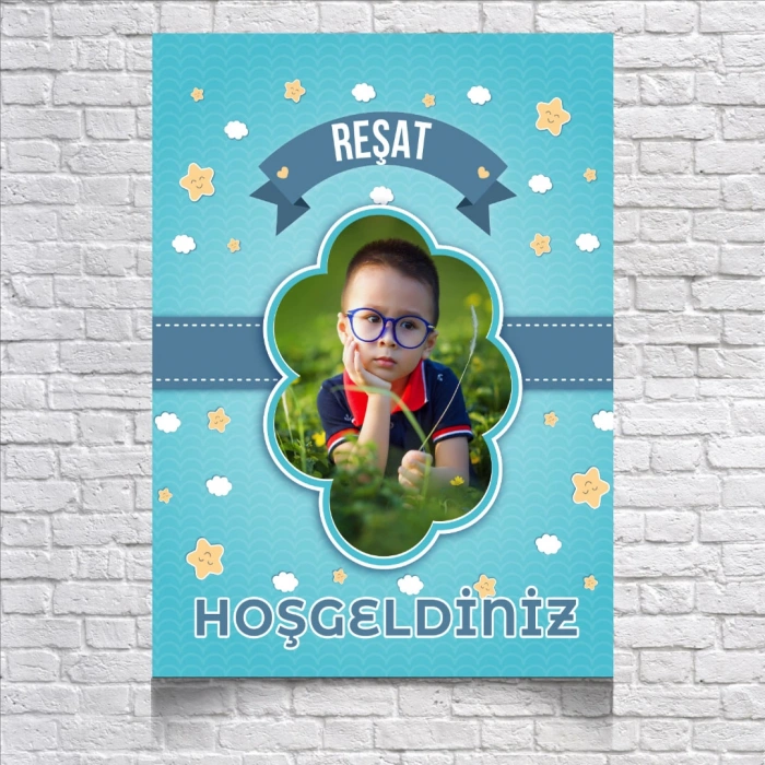 Mavi Temalı Doğum Günü Karşılama Afişi 35X50 cm