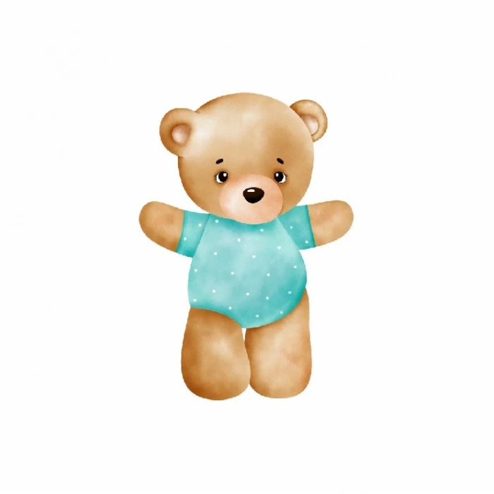 Mavi Tulumlu Ayakta Ayıcık Duvar Stickerı