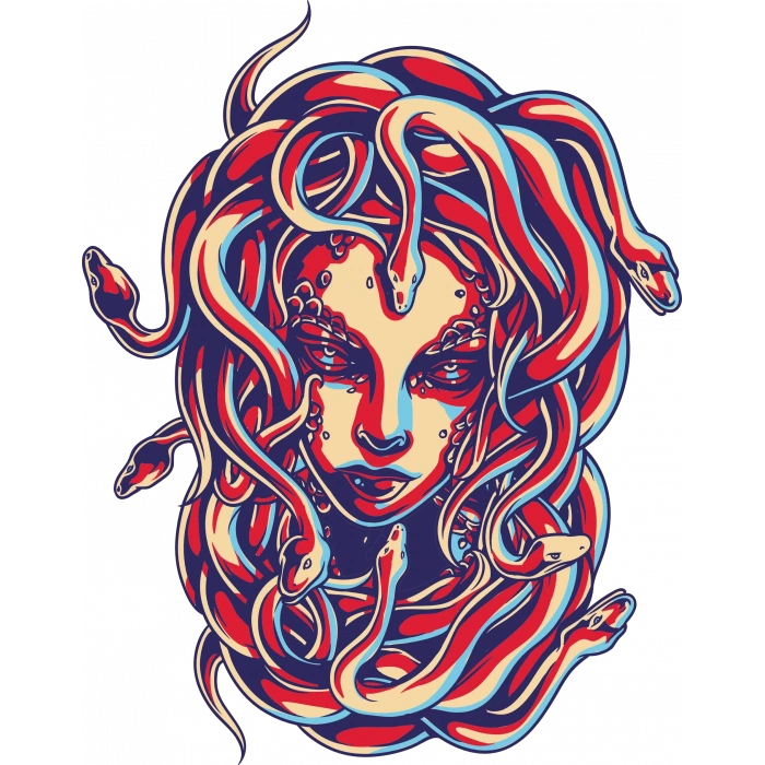 Medusa Sticker 10x10 cmRenkli Sticker