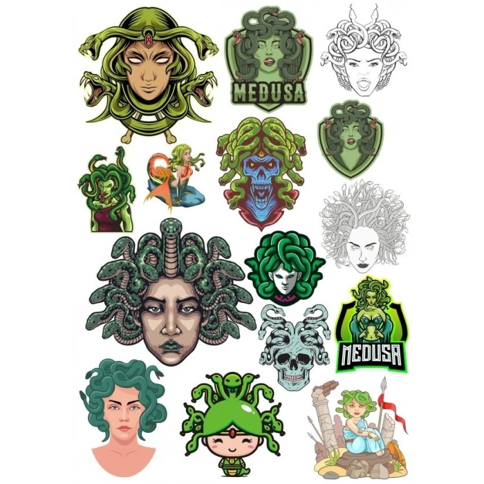 Medusa Sticker Set 14 Parça Telefon, Tablet, Defter, Laptop Sticker