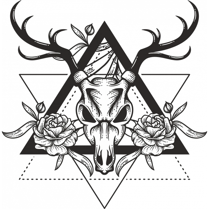 Üçgen içinde Şeytan Sticker 10x10 cmRenkli Sticker