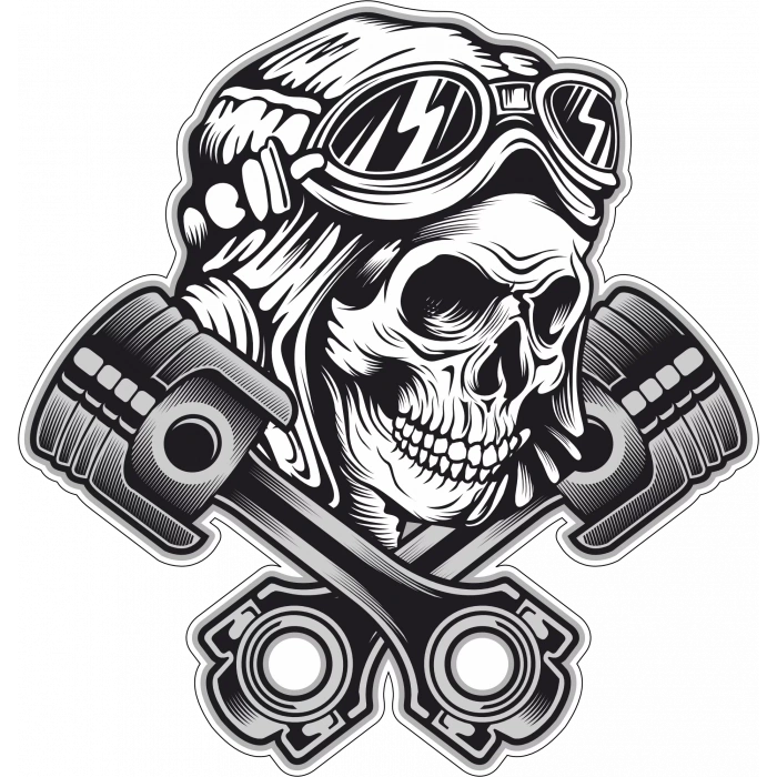 Mekanik Kurukafa Sticker 10x10 cmRenkli Sticker