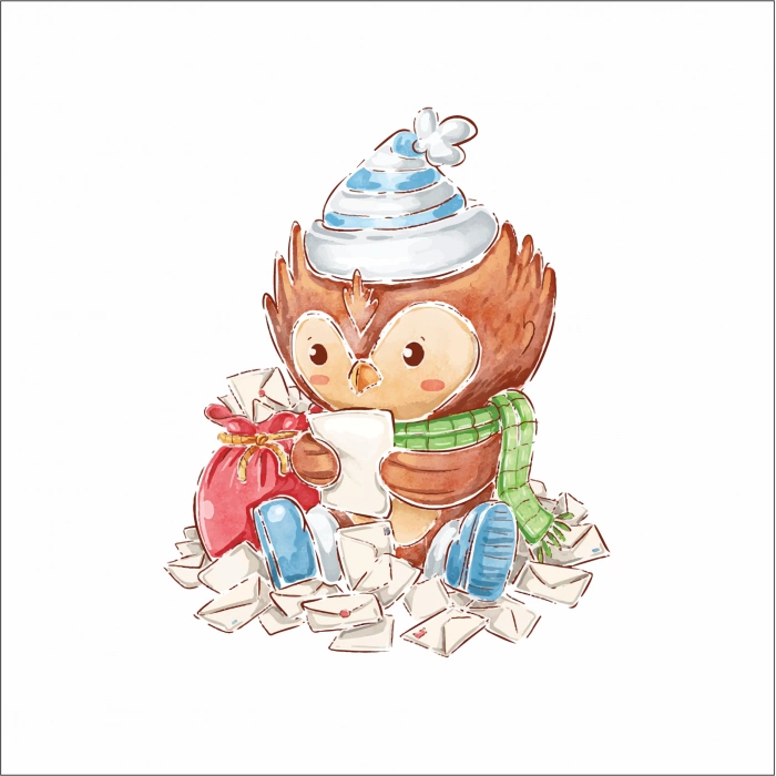 Mektup Okuyan Baykuş Sticker