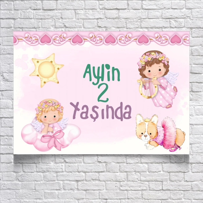 Melek Temalı Doğum Günü Afişi 50X70 cm