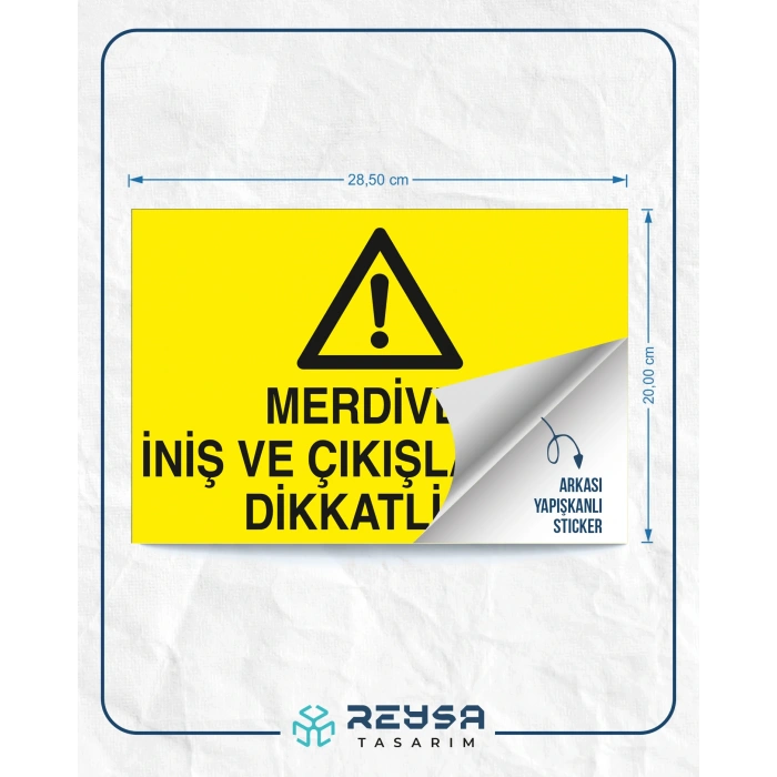 Merdiven İniş ve Çıkışlarında Dikkatli Ol Sticker 20X28 Cm