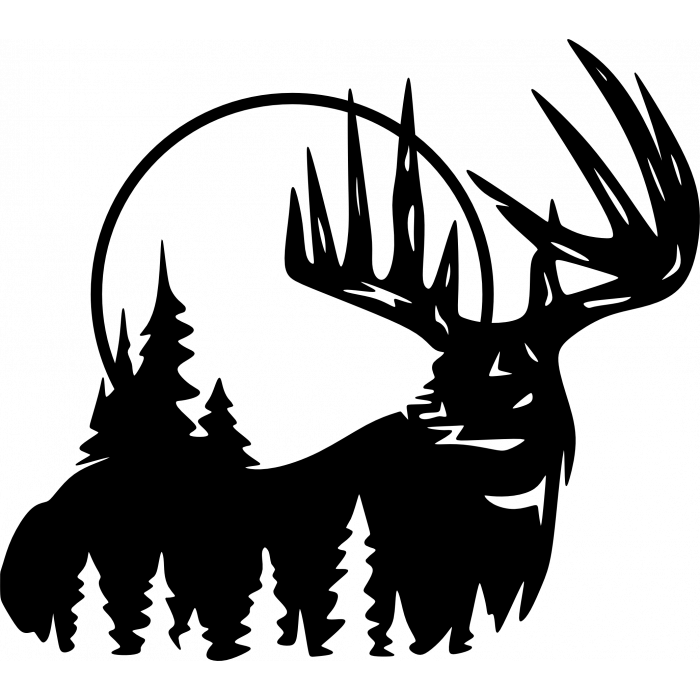 Geyik ve Dağ Sticker 10x10 cmRenkli Sticker