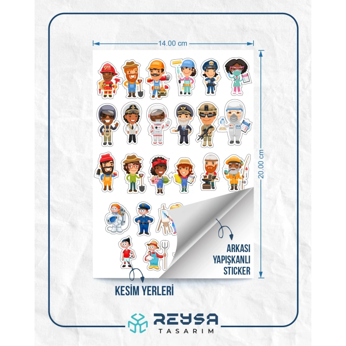 Meslekler Sticker Set 25 Parça Telefon, Tablet, Defter, Laptop Sticker