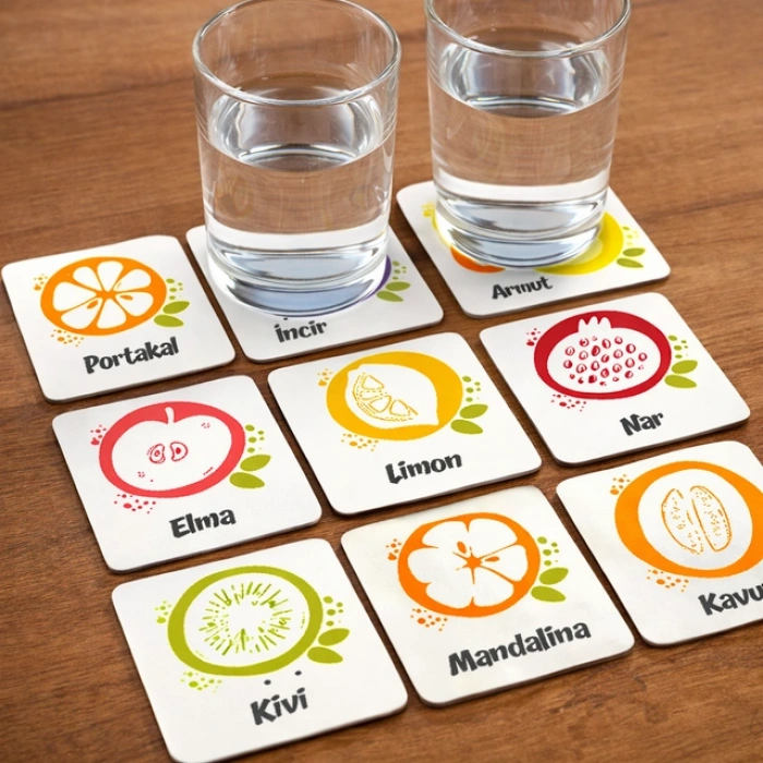 Meyveler 6x6 – 9’lu Set Dekoratif Kare Tasarım