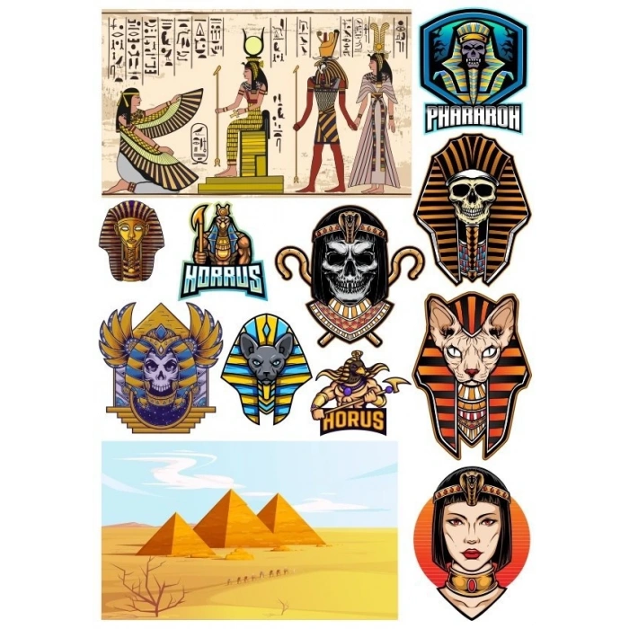 Mısır Temalı Sticker Set-3 13 Parça Telefon, Tablet, Defter, Laptop Sticker