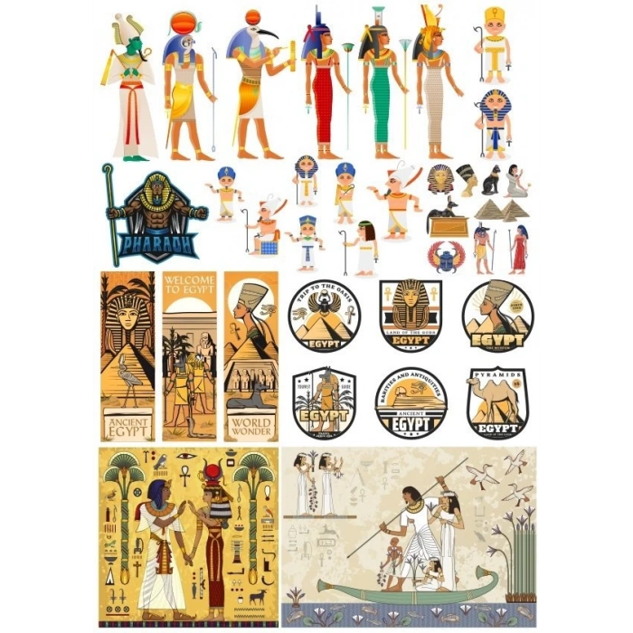 Mısır Temalı Sticker Set-5 17 Parça Telefon, Tablet, Defter, Laptop Sticker
