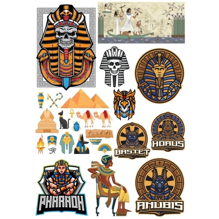 Mısır ve Firavun Sticker Set 1 16 Parça Telefon, Tablet, Defter, Laptop Sticker