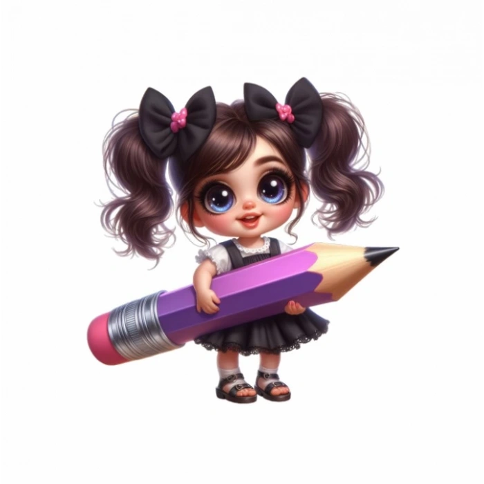 Mor Kalem Tutan Kız Duvar Stickerı