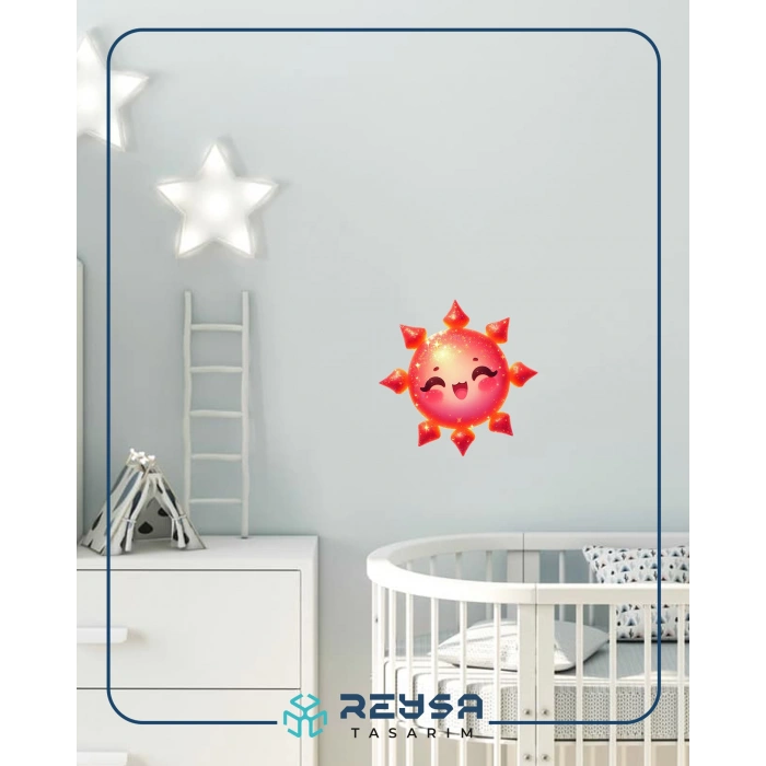 Mor-Turuncu Işıltılı Güneş Duvar Stickerı