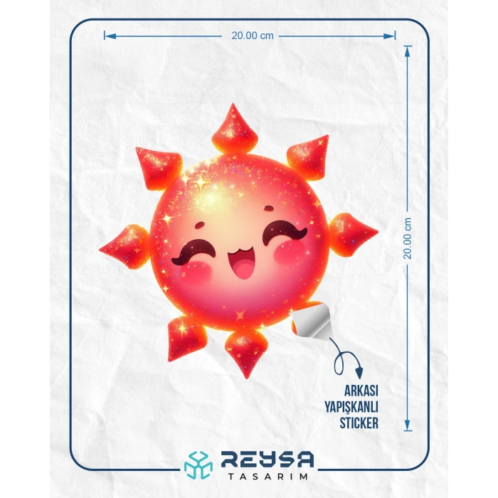 Mor-Turuncu Işıltılı Güneş Duvar Stickerı