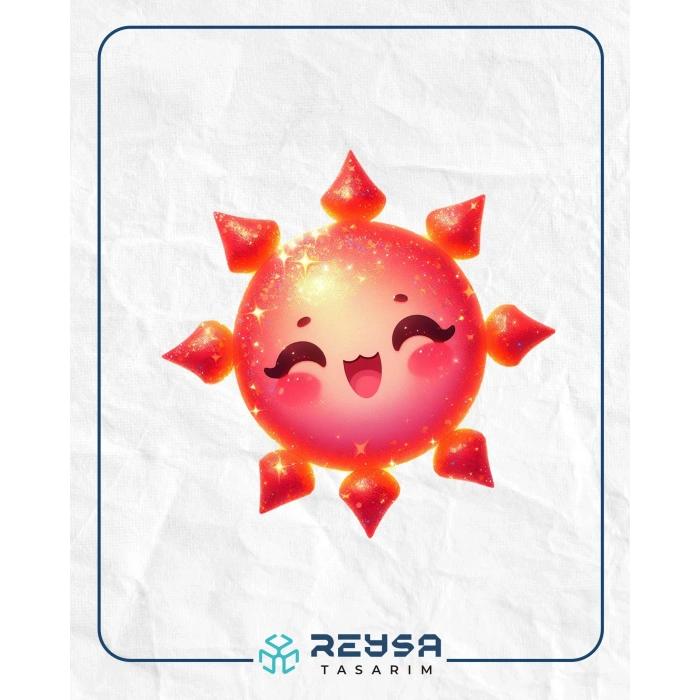 Mor-Turuncu Işıltılı Güneş Duvar Stickerı