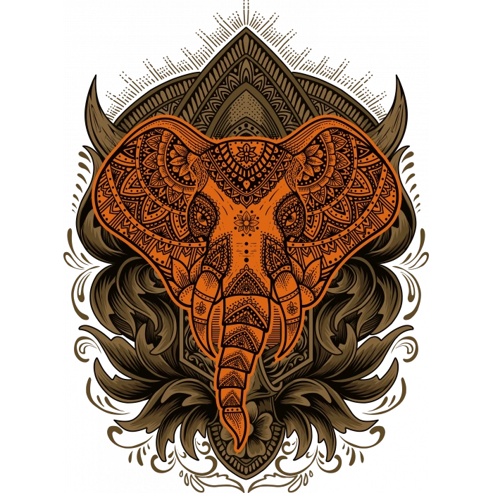 Motifli Fil Sticker 10x10 cmRenkli Sticker