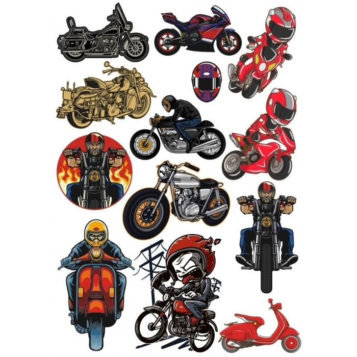 Motocu Sticker Set-5 13 Parça Telefon, Tablet, Defter, Laptop Sticker