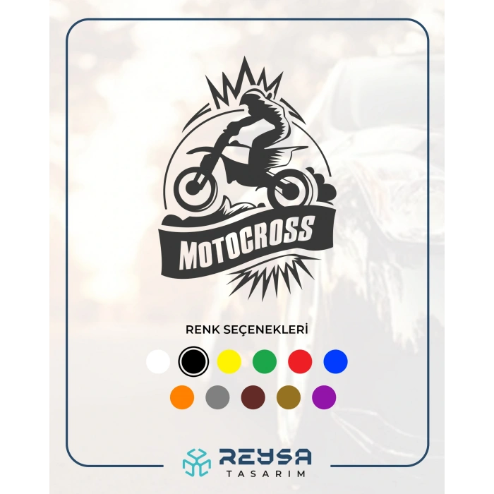 Motokros Sticker 17x17 Cm Siyah
