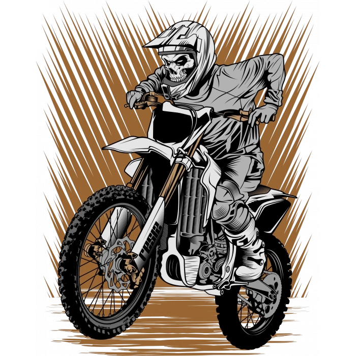 Motor Süren iskelet Sticker 10x10 cmRenkli Sticker