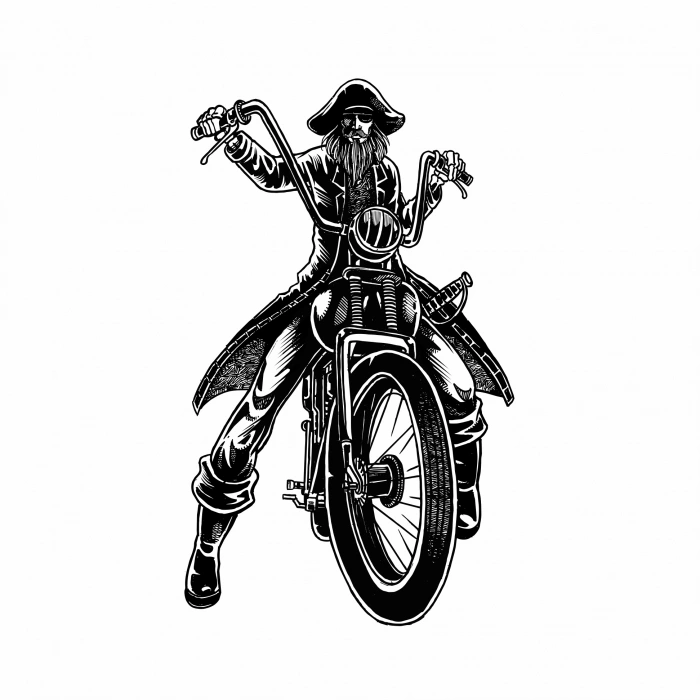 Motor Süren Korsan Sticker 10x10 cmRenkli Sticker