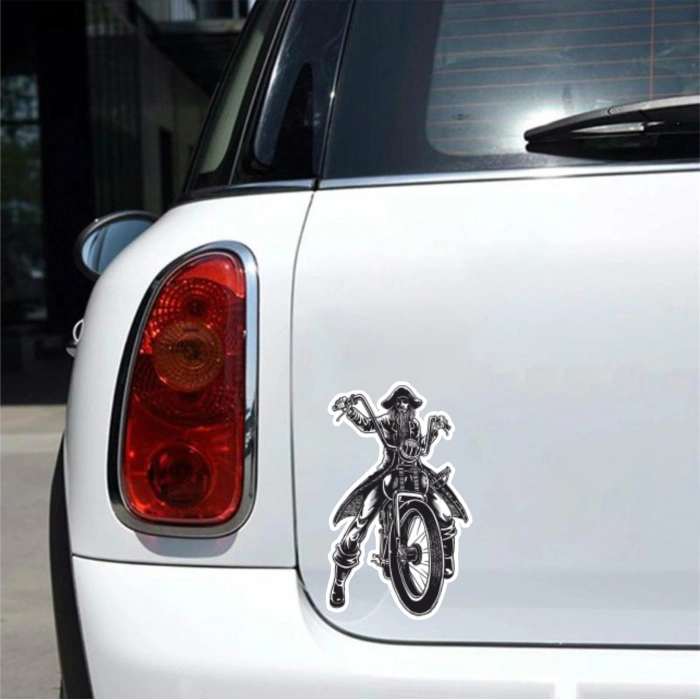 Motor Süren Korsan Sticker 10x10 cmRenkli Sticker