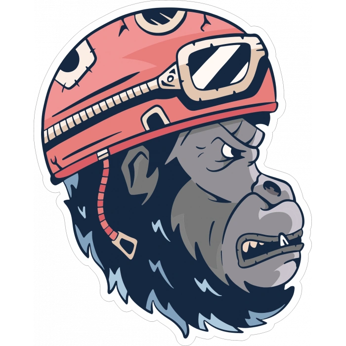 Motorcu Goril Sticker 10x10 cmRenkli Sticker
