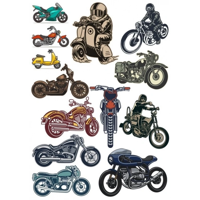 Motorcu Motorlar Sticker Set 15 Parça Telefon, Tablet, Defter, Laptop Sticker
