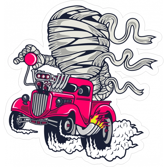 Motorcu Mumya Sticker 10x10 cmRenkli Sticker
