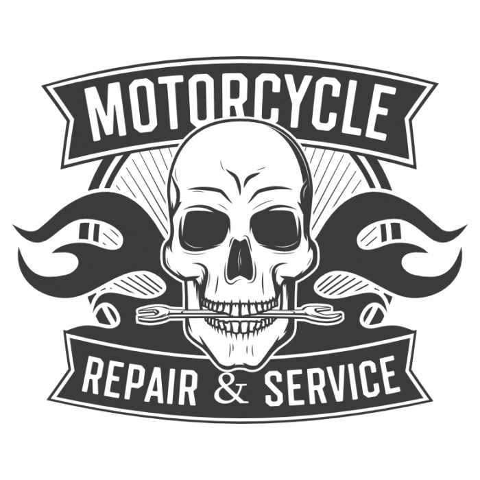 Motorcycle ve Kurukafa Sticker 10x10 cmRenkli Sticker