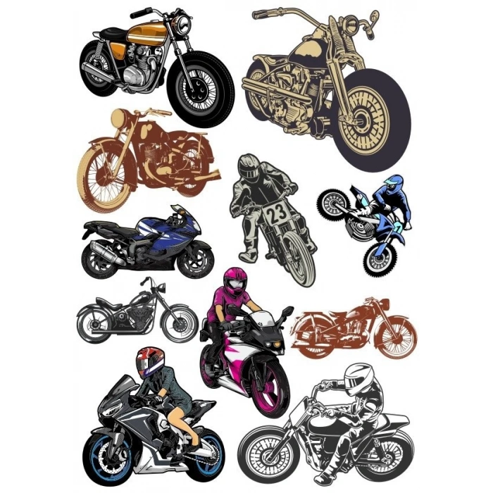 Motorsklet Sticker Set-3 16 Parça Telefon, Tablet, Defter, Laptop Sticker