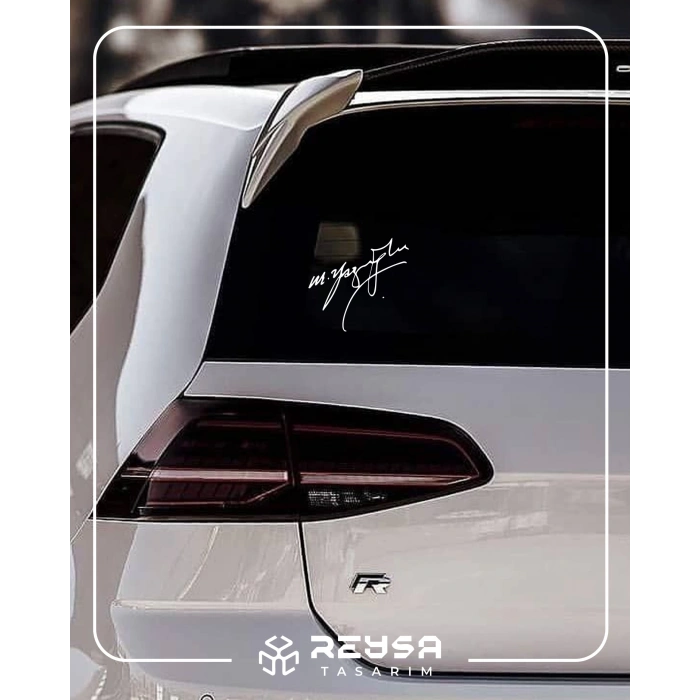 Muhsin Yazıcıoğlu İmza Sticker17x17 Cm Beyaz