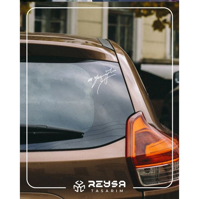 Muhsin Yazıcıoğlu İmza Sticker17x17 Cm Beyaz