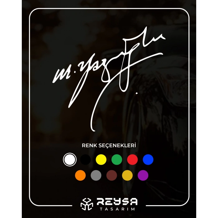 Muhsin Yazıcıoğlu İmza Sticker17x17 Cm Beyaz