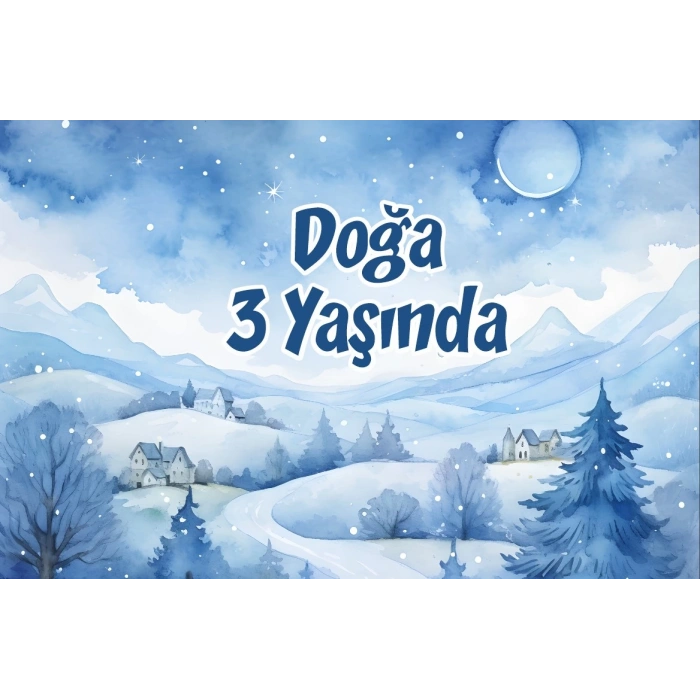 Kış Manzarası Temalı Doğum Günü Afişi 100X150 cm