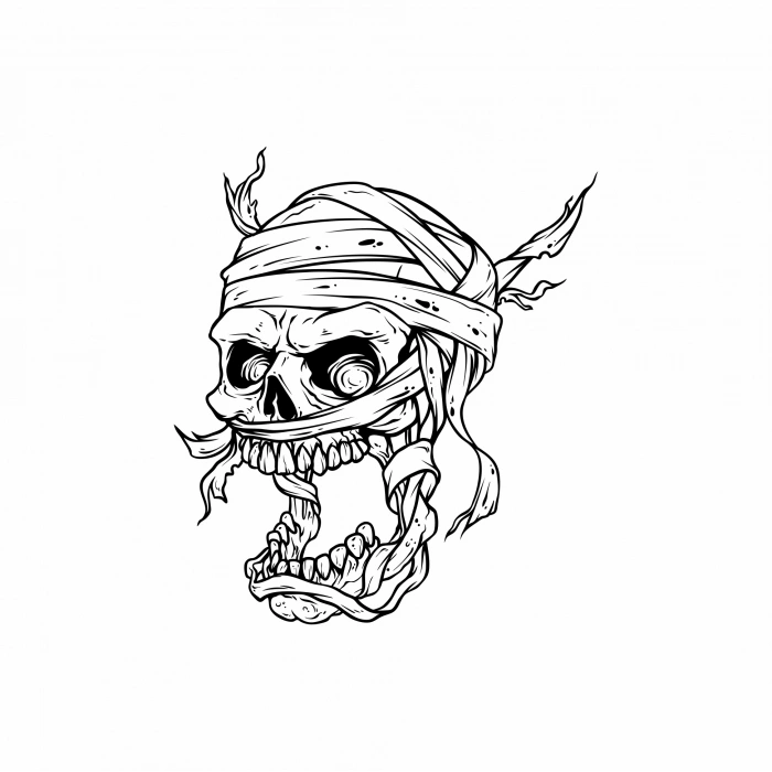 Mumya iskelet 1 Sticker 10x10 cmRenkli Sticker