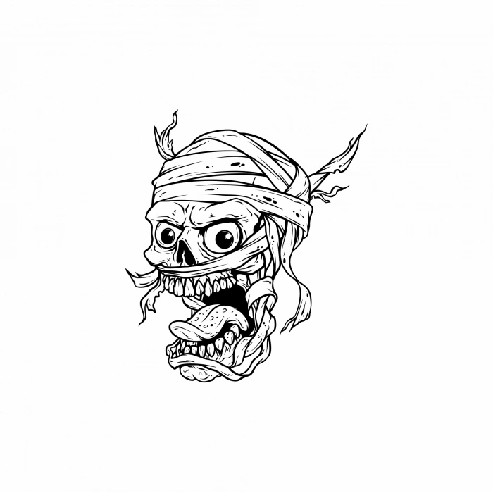 Mumya iskelet 5 Sticker 10x10 cmRenkli Sticker