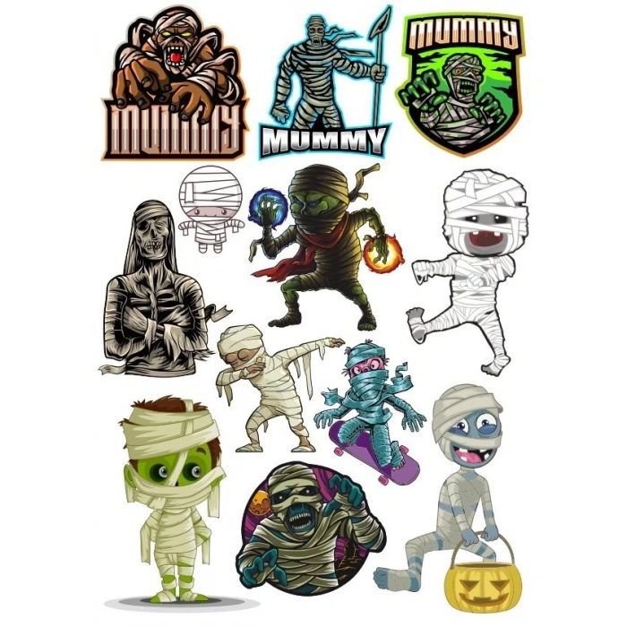 Mumya Sticker Set-2 9 Parça Telefon, Tablet, Defter, Laptop Sticker