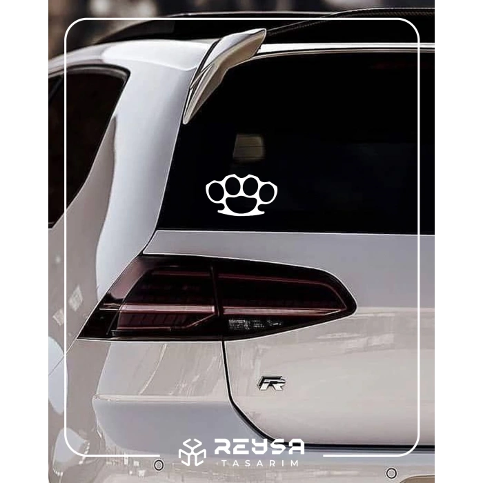 M*şta Araba Sticker 17x17 Cm Beyaz