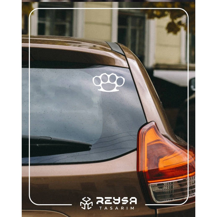 M*şta Araba Sticker 17x17 Cm Beyaz