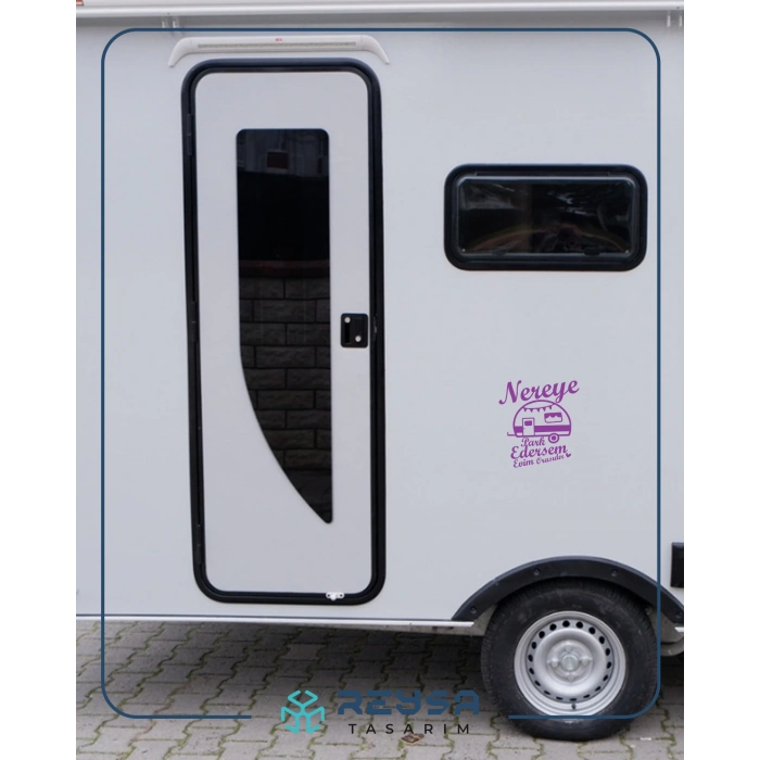 Nereye Park Edersem Evim Orasıdır Karavan Sticker 17x17 Cm Mor