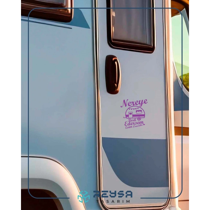 Nereye Park Edersem Evim Orasıdır Karavan Sticker 17x17 Cm Mor
