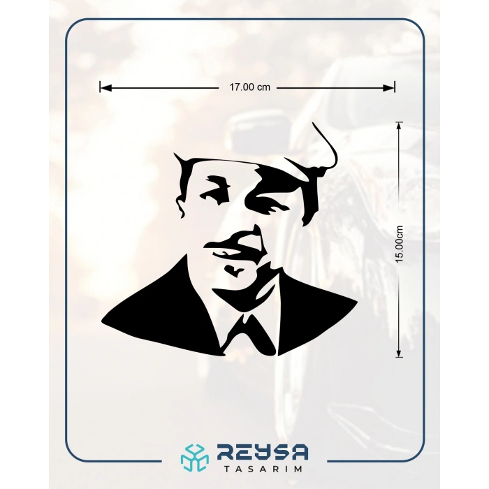 Neşet Ertaş Araba Sticker 17x17 Cm Siyah