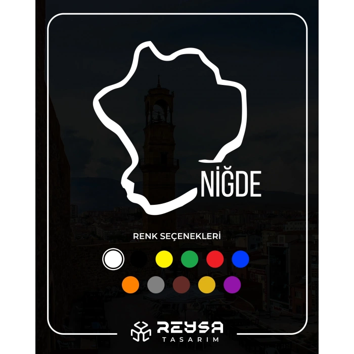 Niğde Harita Araba Sticker 17x17 Cm Beyaz