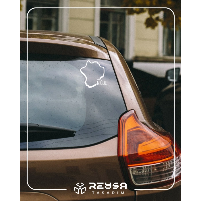 Niğde Harita Araba Sticker 17x17 Cm Beyaz