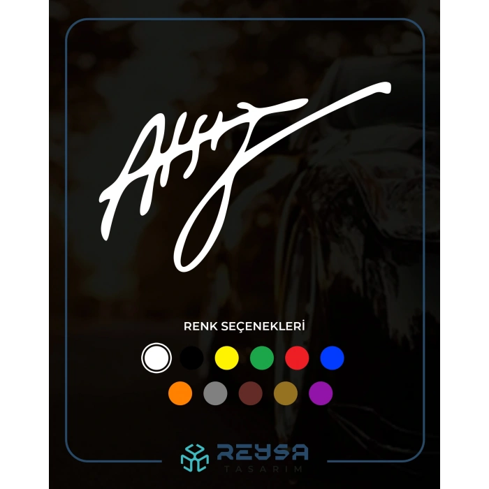 Nihal Atsız İmza Araba Sticker 17x17 Cm Beyaz