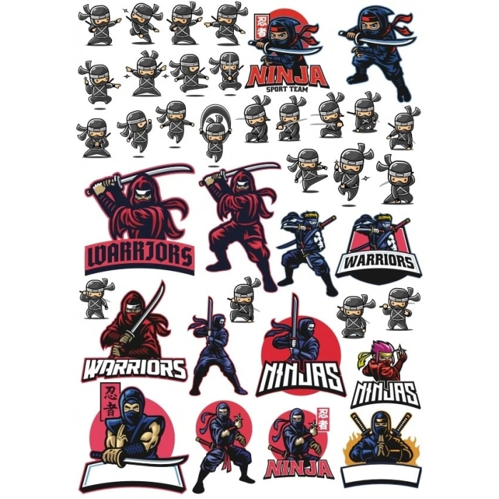 Ninja Sticker Set 20 Parça Telefon, Tablet, Defter, Laptop Sticker