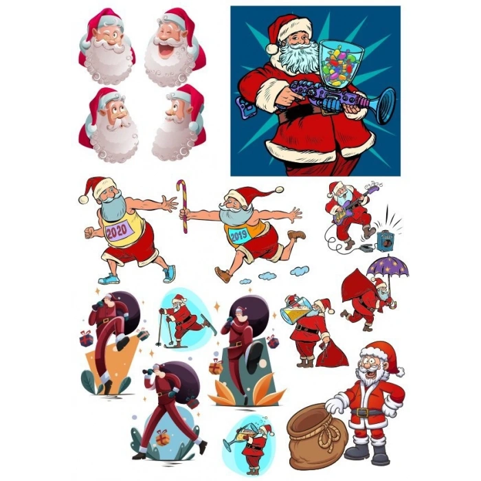 Noel Baba Santa Sticker Set 15 Parça Telefon, Tablet, Defter, Laptop Sticker